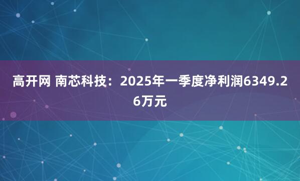 高开网 南芯科技：2025年一季度净利润6349.26万元